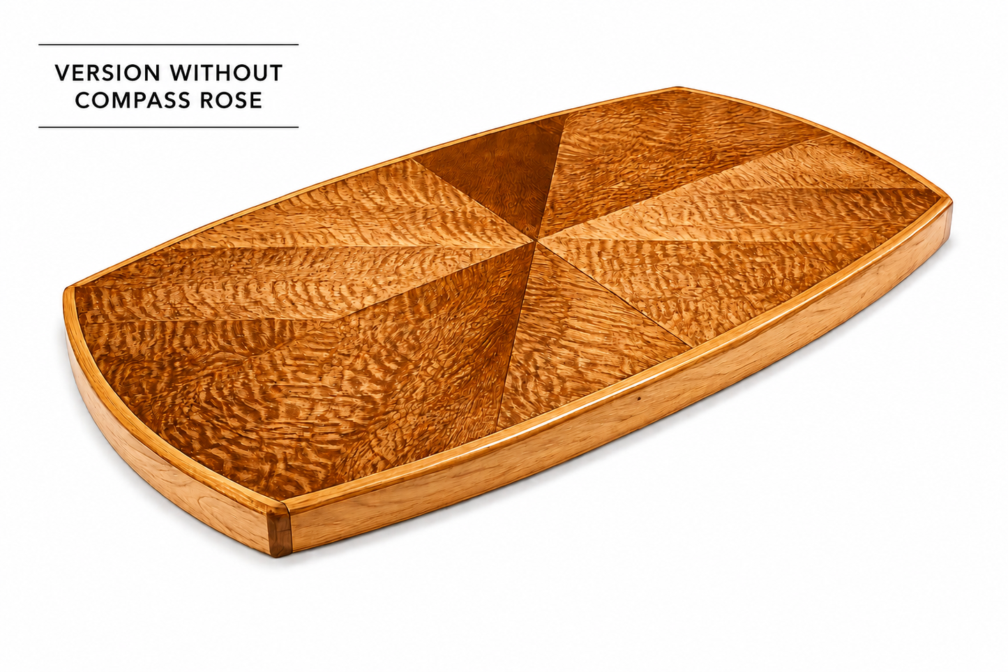 Exotic Fishscale Oak Boat Table with Ash and Walnut Compass rose inlay