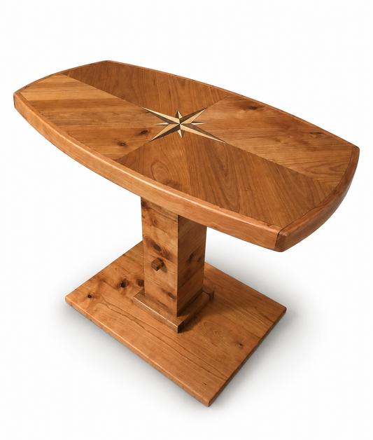 Cherry Indoor Boat Table with custom self raising base