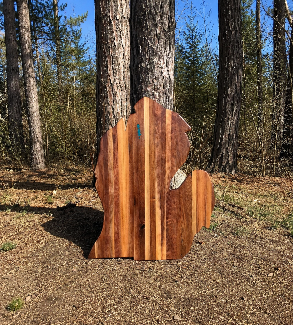 Michigan Shaped Walnut Boat table with custom resin lake!