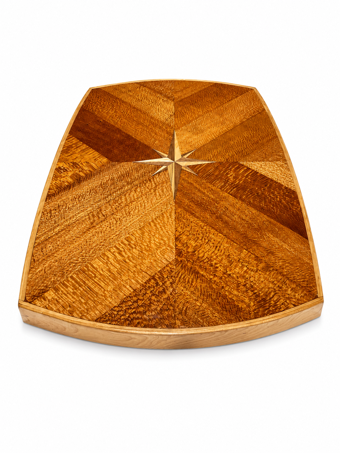 Exotic Fishscale Oak Boat Table with Ash and Walnut Compass rose inlay