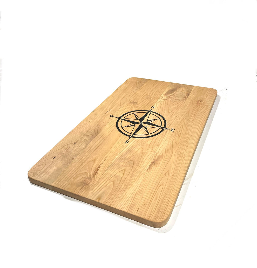 Cherry Boat Table with Compass Rose Inlay – Michigan Boat Tables