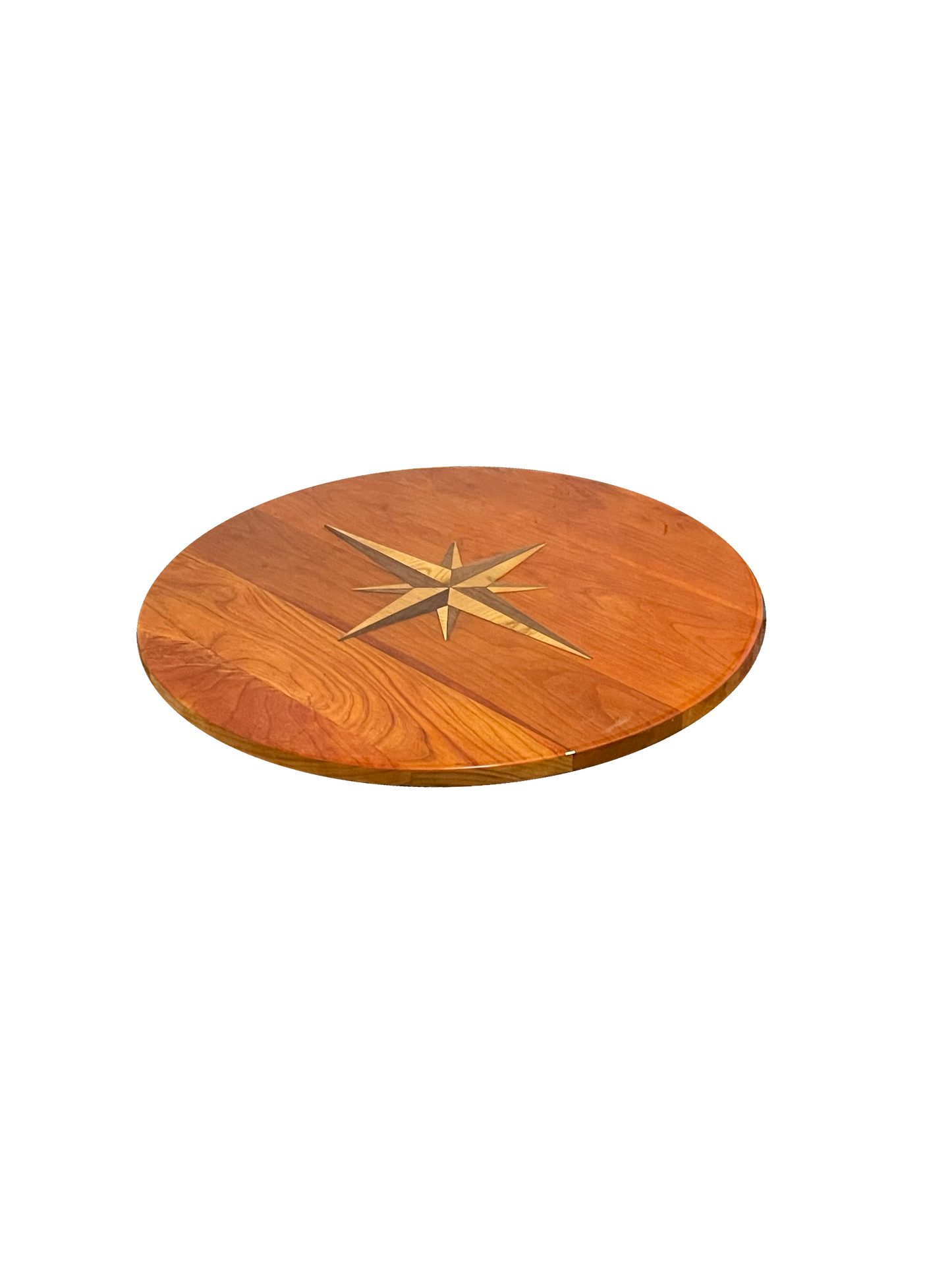 Round Boat Table with Compass Rose Inlay