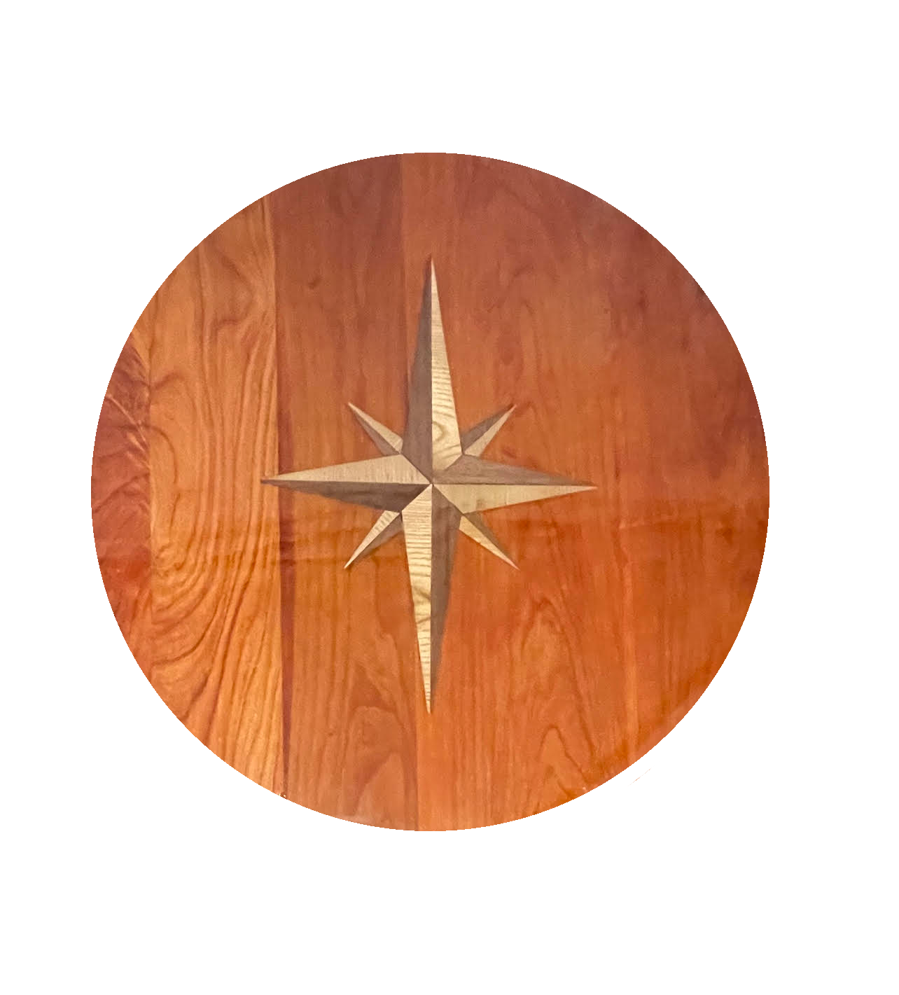 Round Boat Table with Compass Rose Inlay