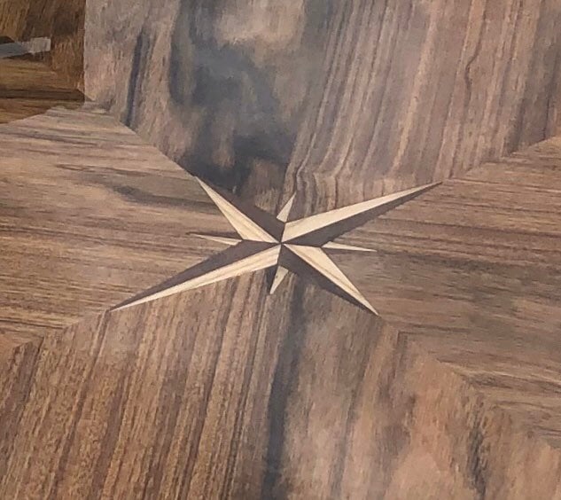 Compass Table Inlay Teak Boat Table with Compass Rose Inlay – Michigan Boat Tables