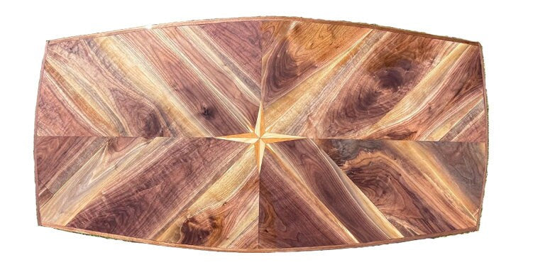 Black Walnut Boat Table with Compass Rose Inlay